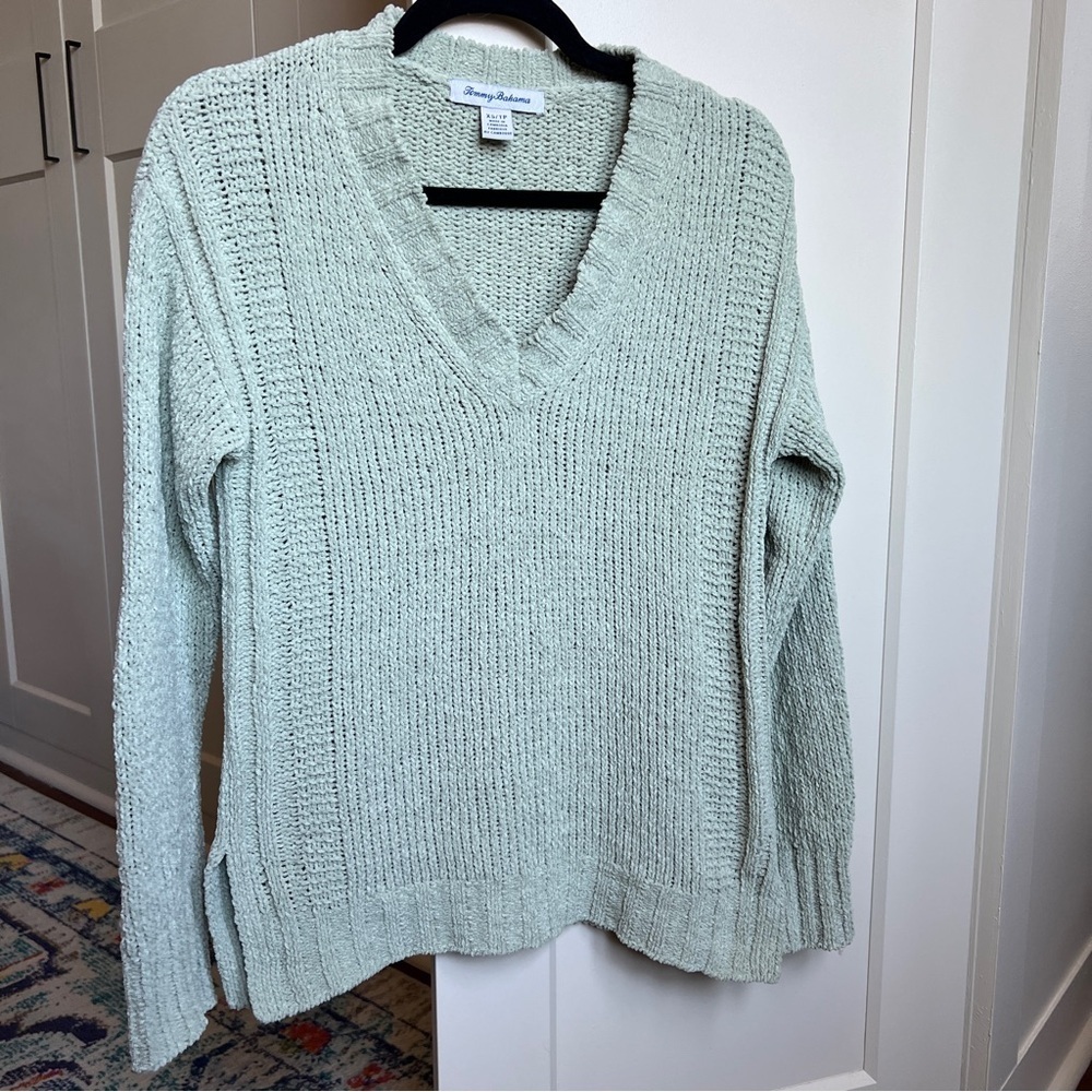 Tommy Bahama  Malibu Chenille V-Neck Sweater hushed pine size XS